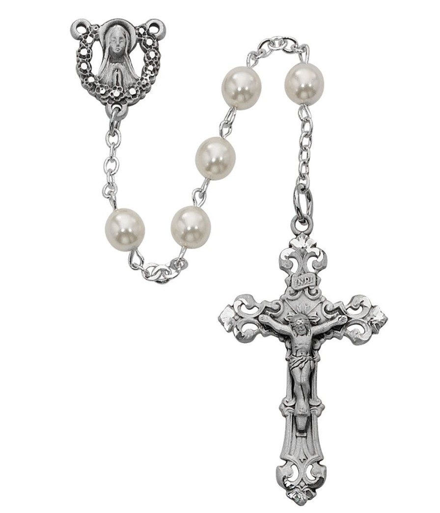 Rosaries Regers | Rosary - Pearl Like Glass Rosary Boxed