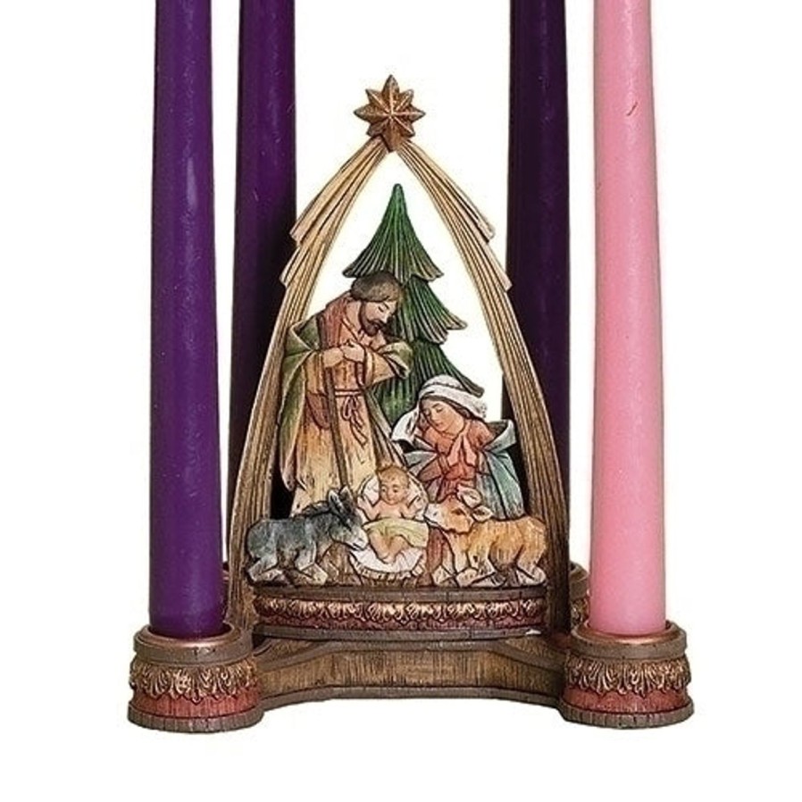 Christmas&Advent Regers | Advent Nativity Candle Holder With Arch 6.25"H