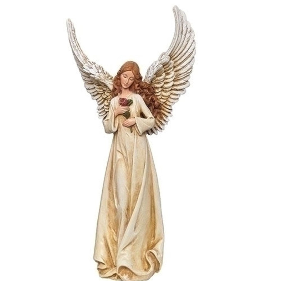 Statues Regers | Angel With Rose Statue 10.5"H