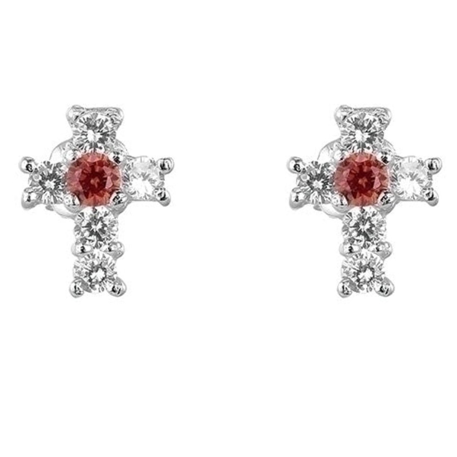 Jewelry&Medals Regers | Birthstone July Cross Earrings .375"H