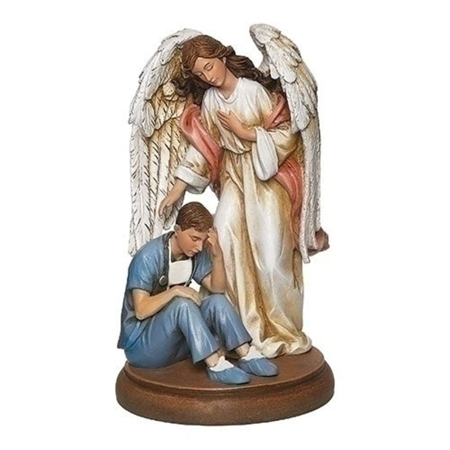 Statues Regers | Guardian Angel With Male Healthcare Worker Figure 7.25"H