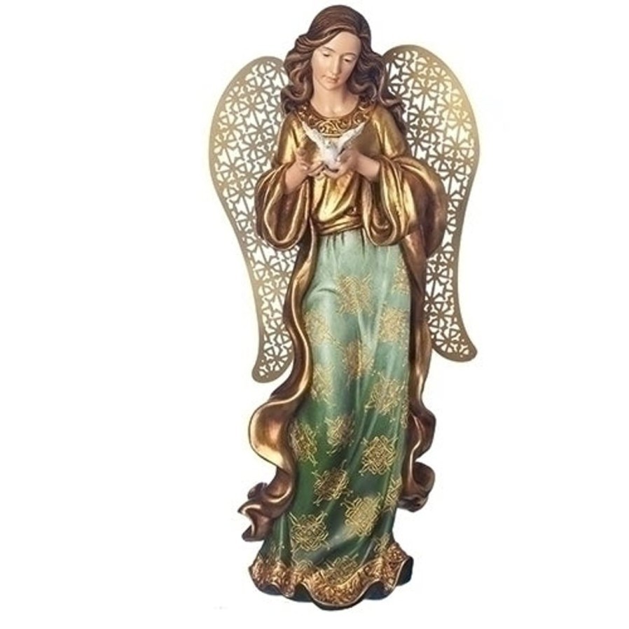 Statues Regers | Angel With Gold And Olive Tones 12.25"H