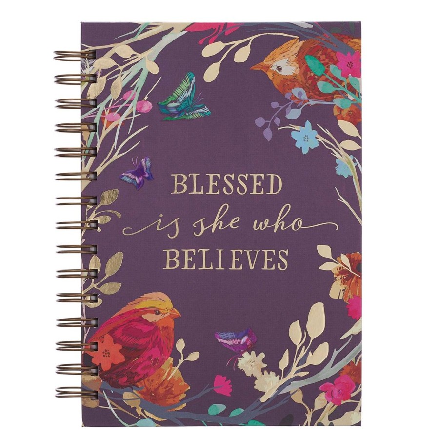 Gift Ideas&Other Regers | Blessed Is She Large Wirebound Journal In Eggplant