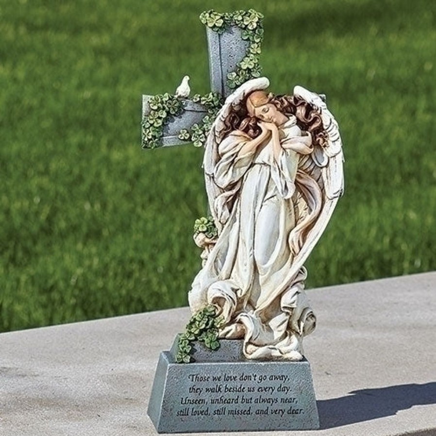 Occasions Regers Memorial Garden Statues | Irish Memorial Angel Cross 14"H