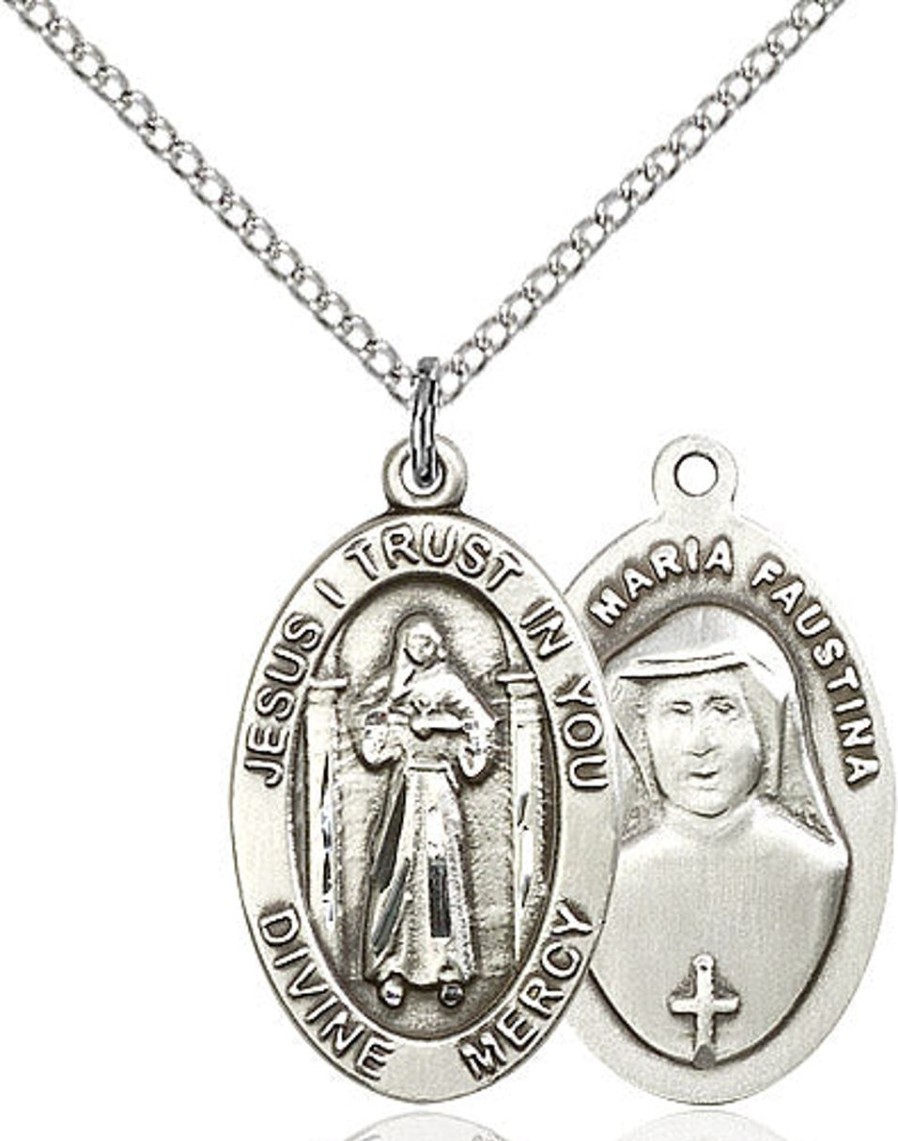 Jewelry&Medals Regers | Divine Mercy Necklace Sterling Silver 18"