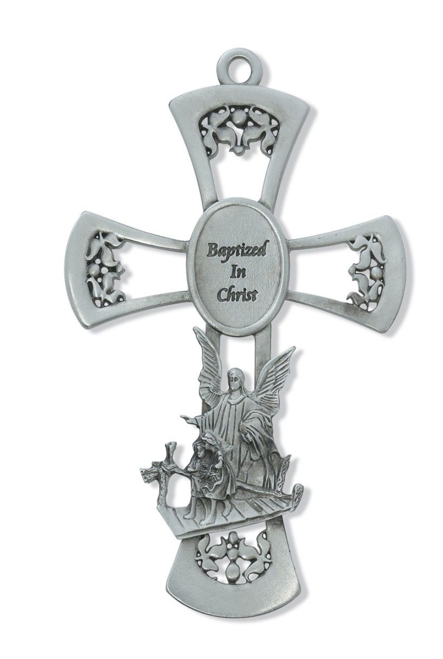 Occasions Regers Baby&Baptism Crosses & Crucifixes | Cross - 6In Pewter Guardian Angel Cross