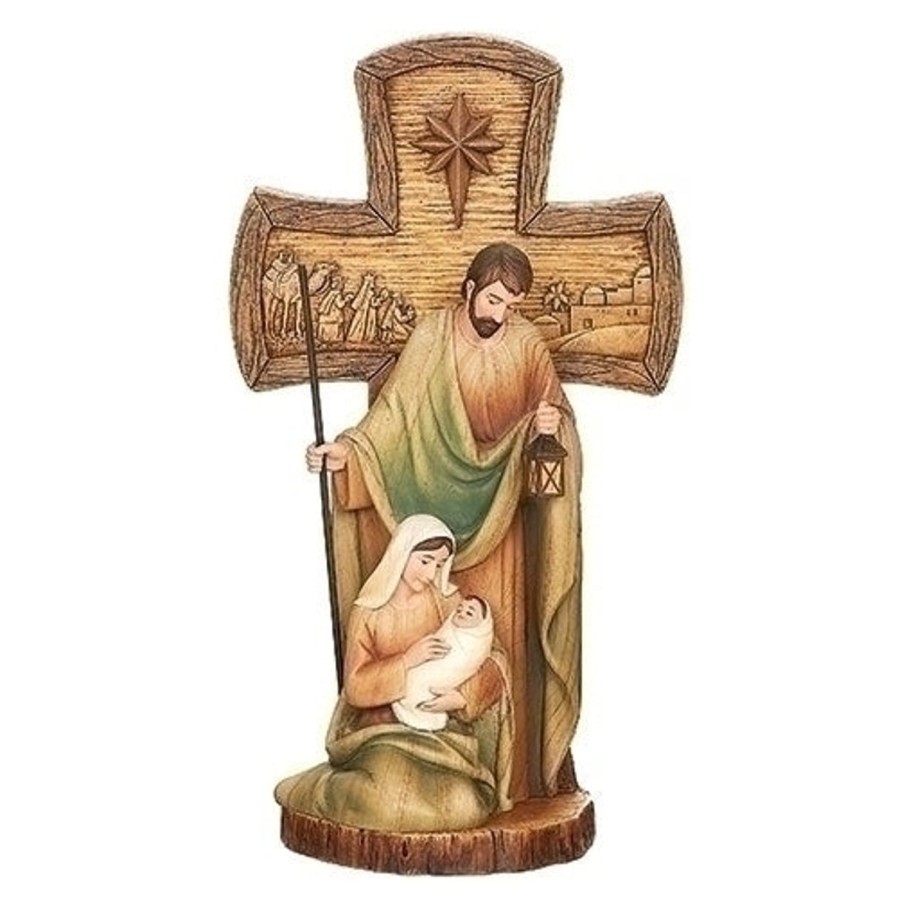 Crosses & Crucifixes Regers | Holy Family Stained Wood Cross 12"H