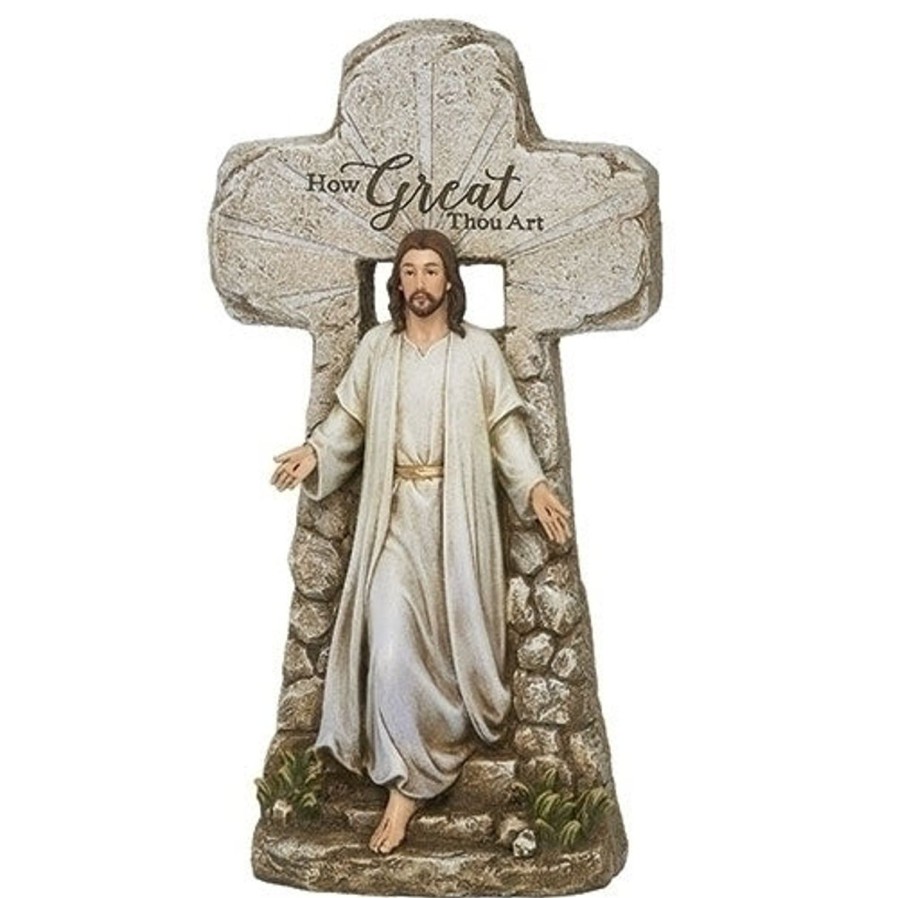 Crosses & Crucifixes Regers | Jesus Rising From Tomb Cross Statue 15.25"H