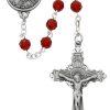 Occasions Regers Confirmation Rosaries Jewelry & Medals | Holy Spirit Rosary - Red Crystal Boxed