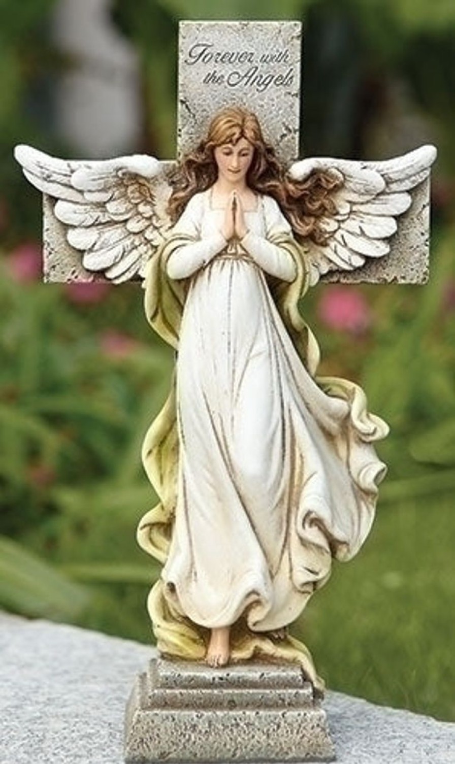 Occasions Regers Memorial Garden Statues | Memorial Angel With Cross 12"H