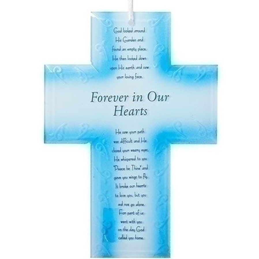 Occasions Regers Memorial Crosses | Memorial Cross Blue Glass 7.5"H