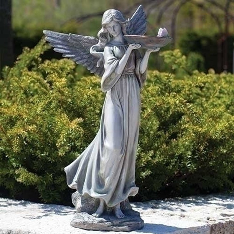 Gift Ideas&Other Regers | Angel With Butterfly Bird Feeder Statue 20.25"H