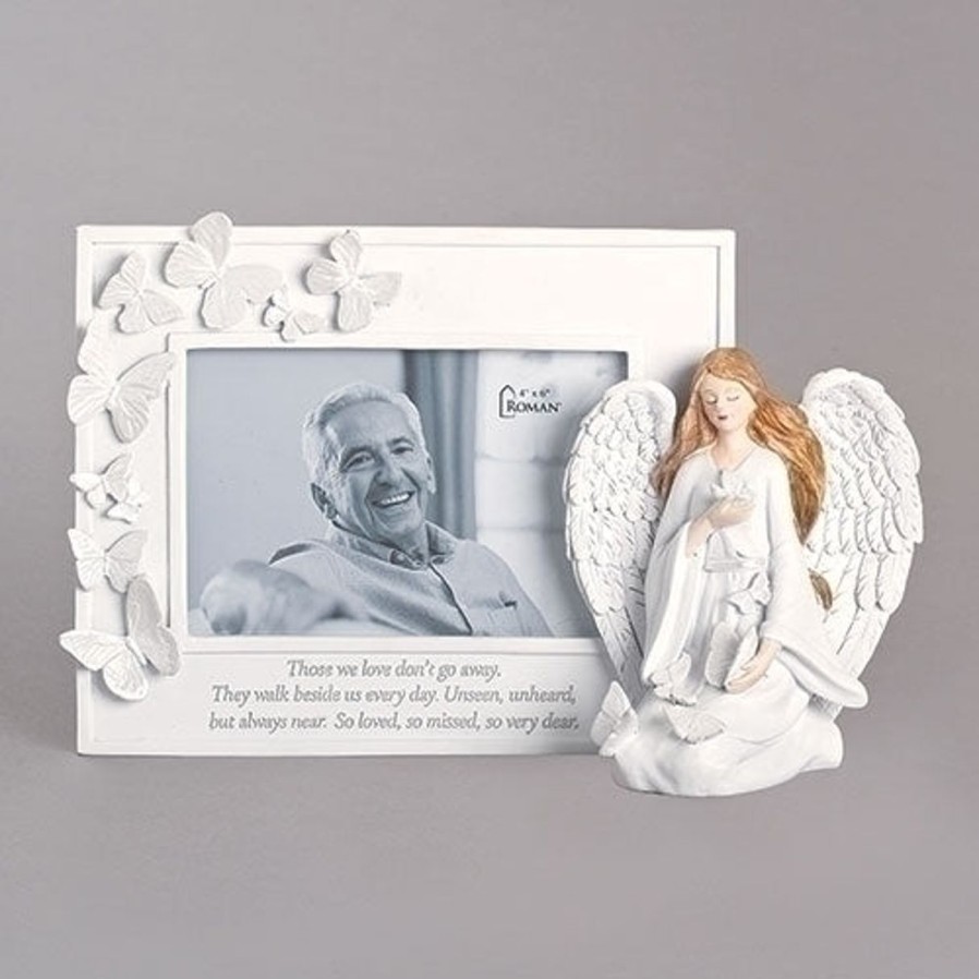 Occasions Regers Memorial Frames Plaques & Keepsake Boxes | Butterfly Memorial Frame With Angel 6.75"H