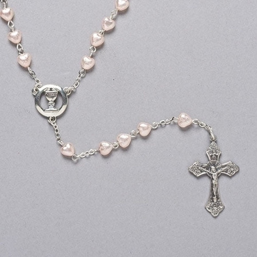 Occasions Regers Communion Rosaries Jewelry & Medals | Communion Rosary With Heart Shaped Pearl Beads 18"L