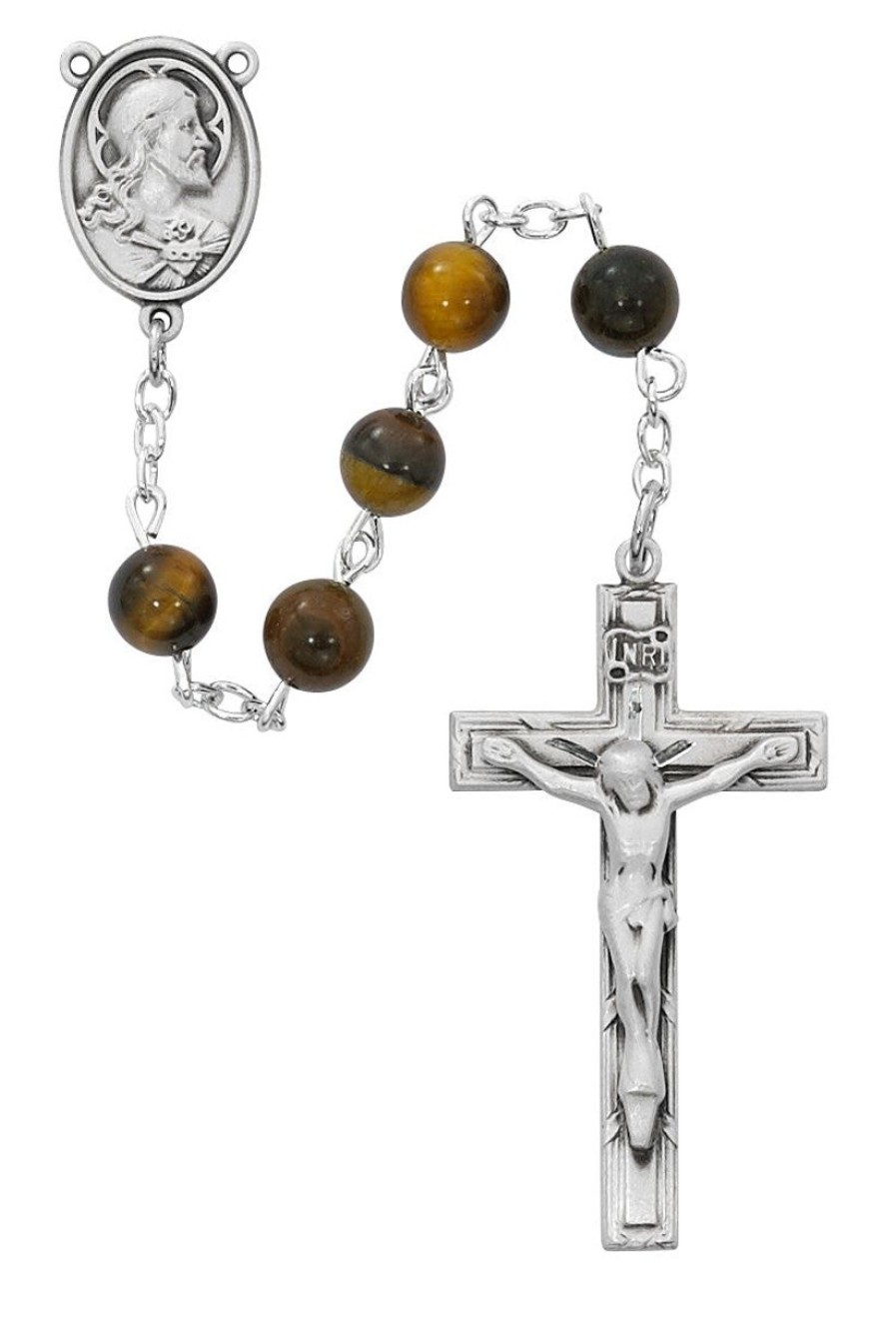 Rosaries Regers | Rosary - Tiger Eye With Sterling Rosary Boxed