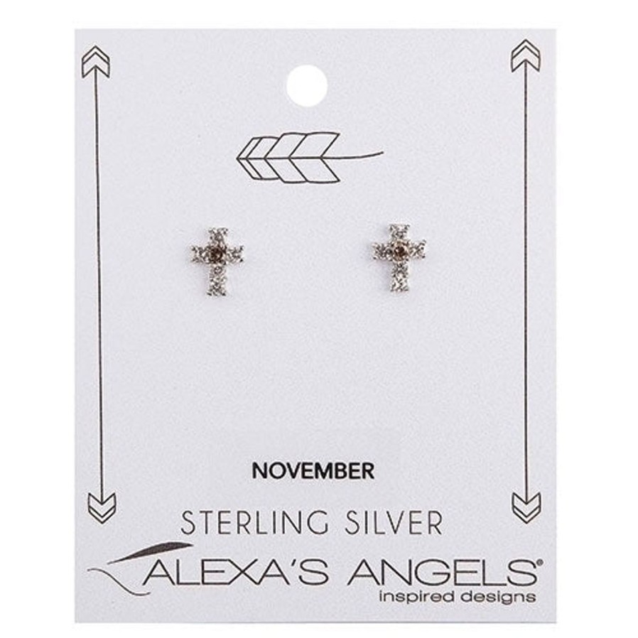 Jewelry&Medals Regers | Birthstone November Cross Earrings .375"H