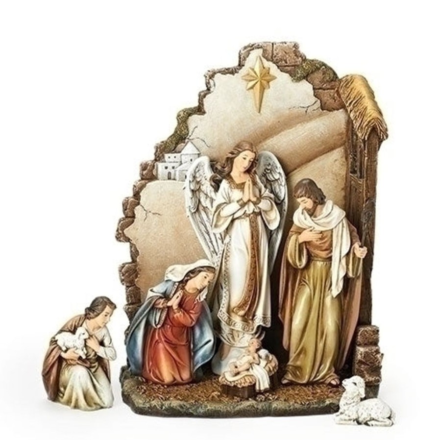 Christmas&Advent Regers | Nativity Set With Back Wall 12"H 7 Pcs