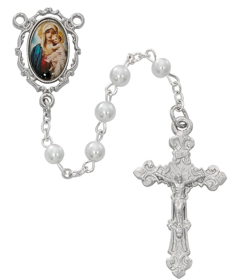 Rosaries Regers | Mother And Child Decal Rosary - White Boxed