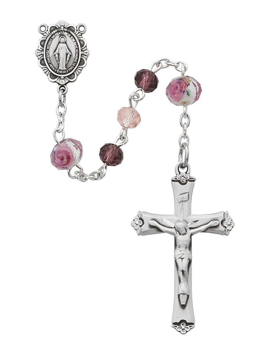 Jewelry&Medals Regers | Rosary - Pink Multi Tin Cut Crystal Rosary Boxed