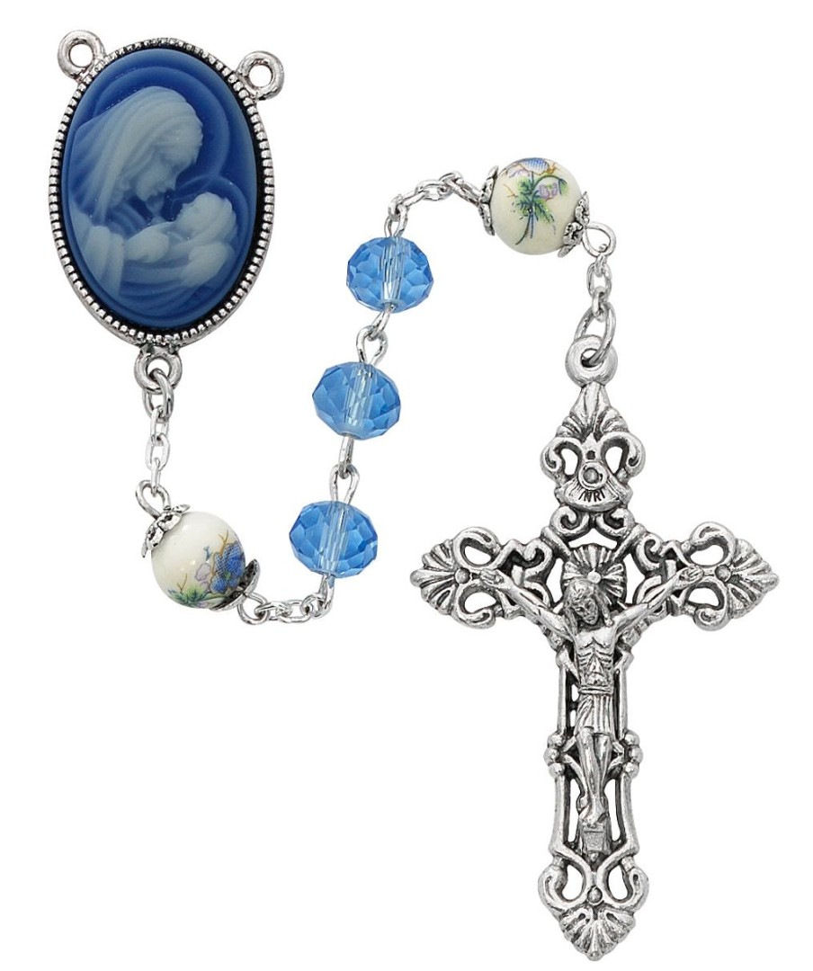 Rosaries Regers | Rosary - Blue Crystal And Ceramic Rosary Boxed