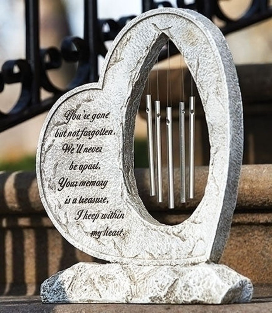 Occasions Regers Memorial Garden Statues | Heart Chime Memorial Garden Stone 12"H