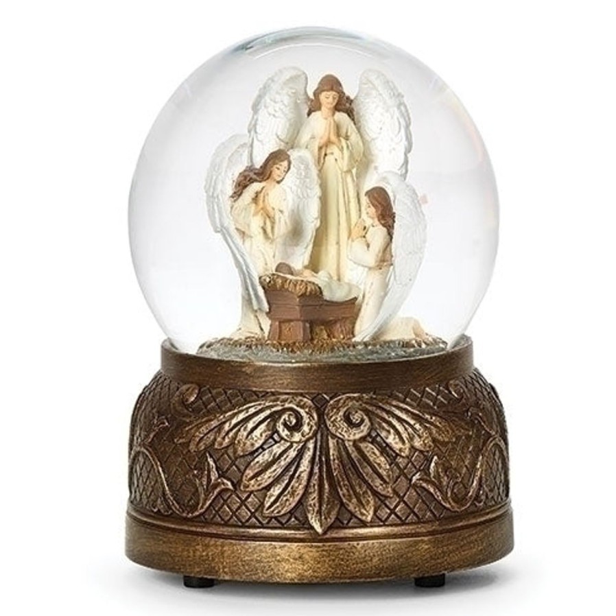 Christmas&Advent Regers | Angels Worshiping Baby Jesus - Musical Globe 5.7"H