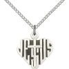 Jewelry&Medals Regers | Heart Of Jesus Cross Necklace Sterling Silver 18"