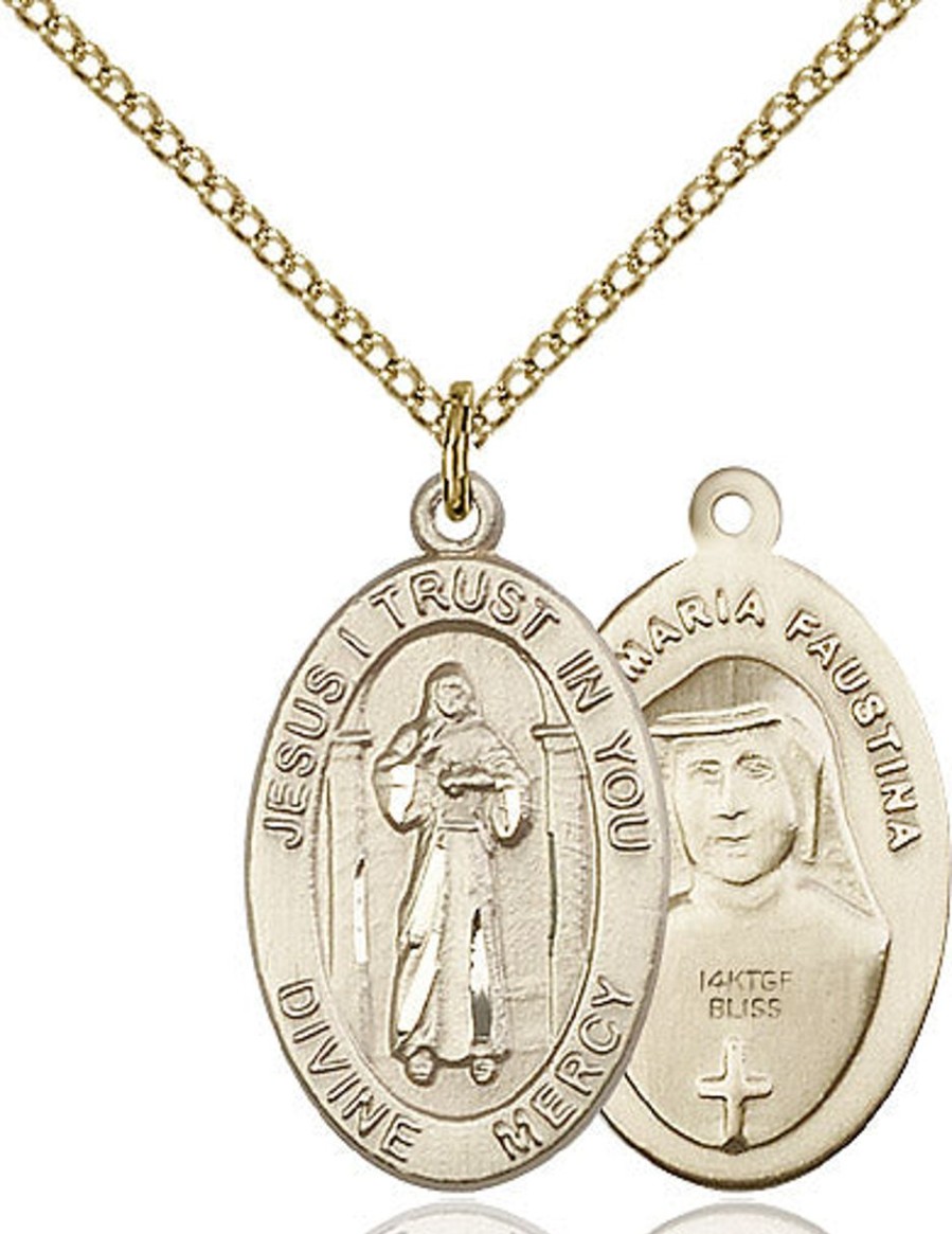 Jewelry&Medals Regers | Divine Mercy Necklace Gold Filled 18"