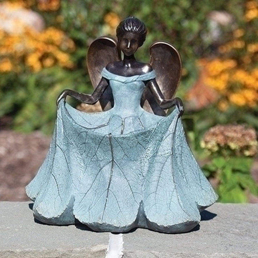 Gift Ideas&Other Regers | Angel Curtsy Bird Bath 13.25"H