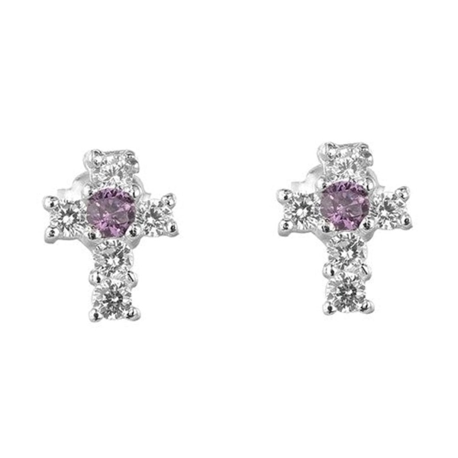 Jewelry&Medals Regers | Birthstone June Cross Earrings .375"H