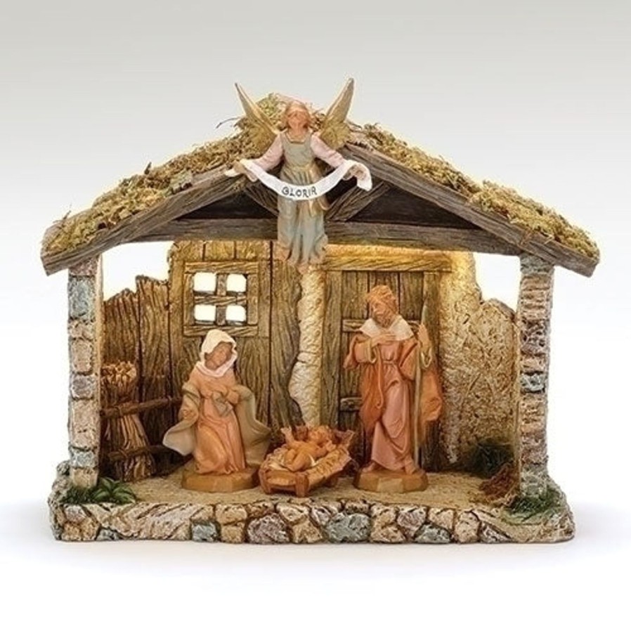 Christmas&Advent Regers | 4 Figure Nativity Set With Resin Stable 5" Scale