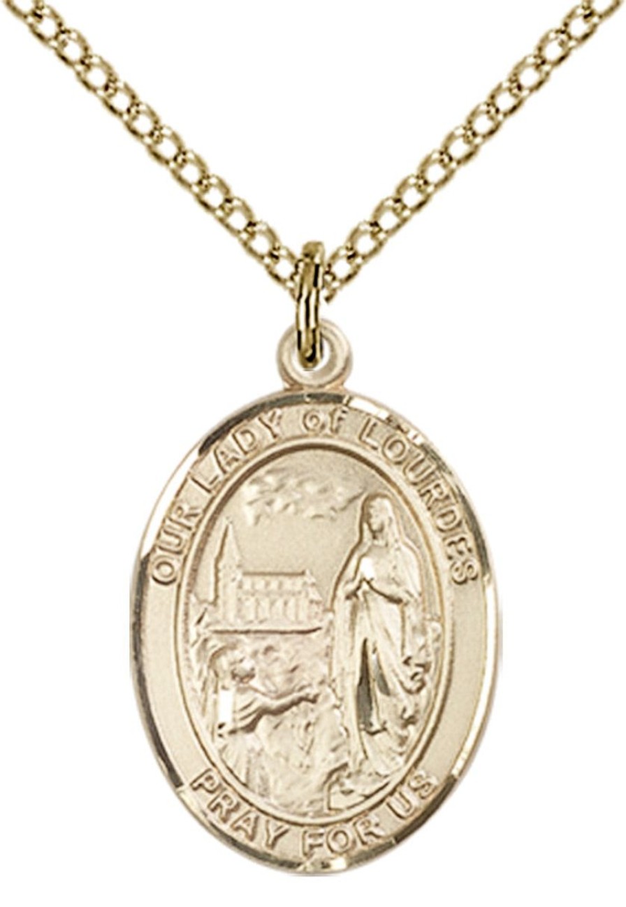 Jewelry&Medals Regers | Our Lady Of Lourdes Necklace Gold Filled 18"