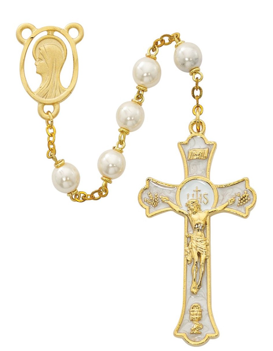 Jewelry&Medals Regers | Holy Mass Crucifix Rosary - Pearl Like Boxed