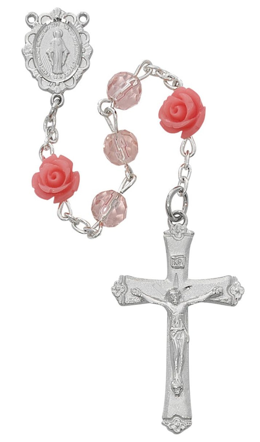 Jewelry&Medals Regers | Rosary - Pink And Roses Glass Rosary Boxed