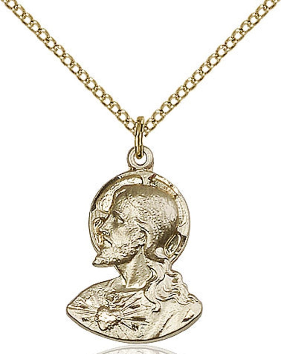 Jewelry&Medals Regers | Head Of Christ Medal Necklace Gold Filled 18"