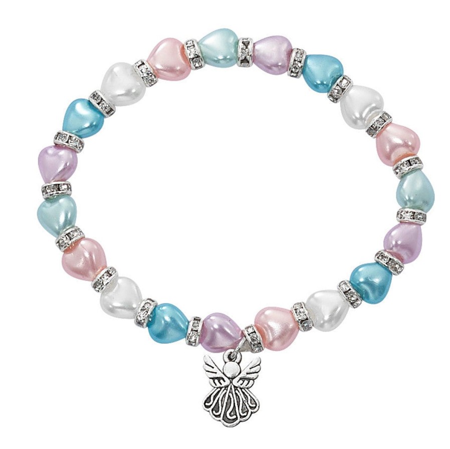 Occasions Regers Baby&Baptism Rosaries & Jewelry | Bracelet - 5.5" Multicolor Heart Pearl Stretch Bracelet