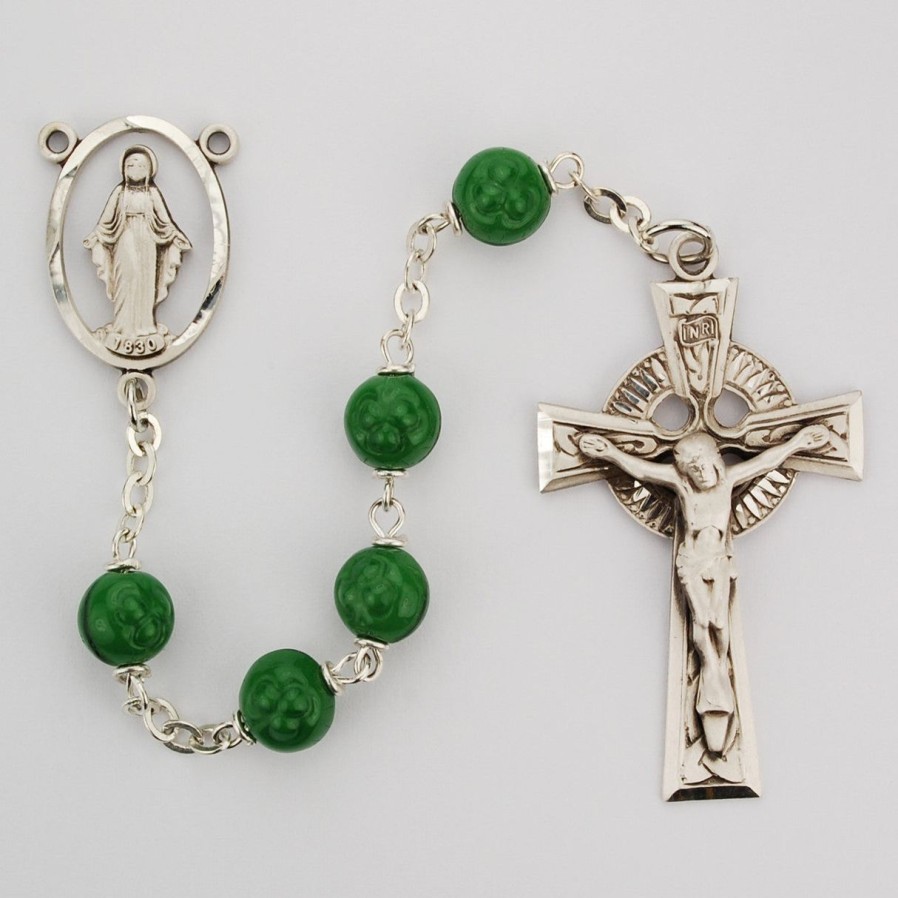 Rosaries Regers | Irish Shamrock Rosary, Sterling Silver