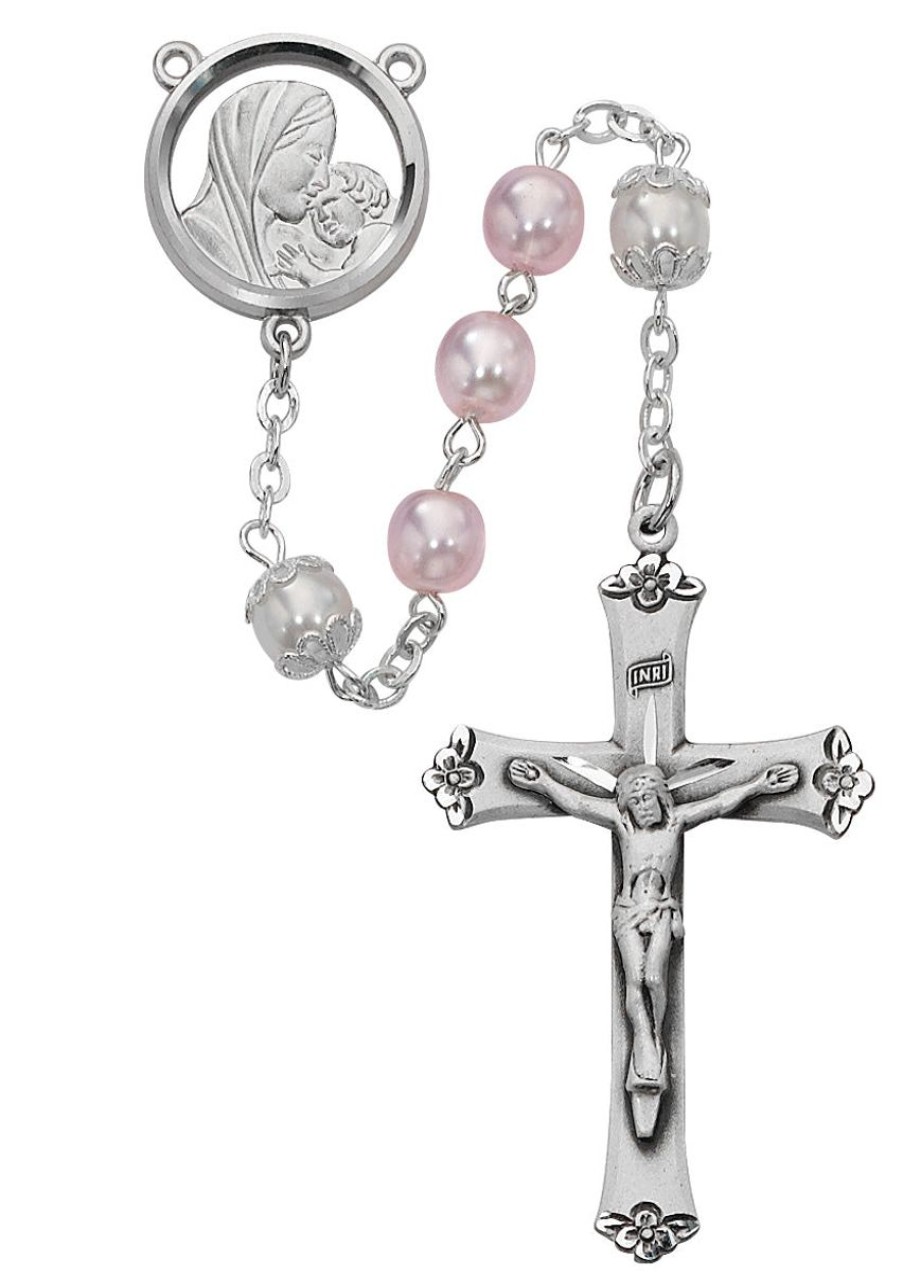 Rosaries Regers | Mother And Child Rosary - Pink And White Boxed