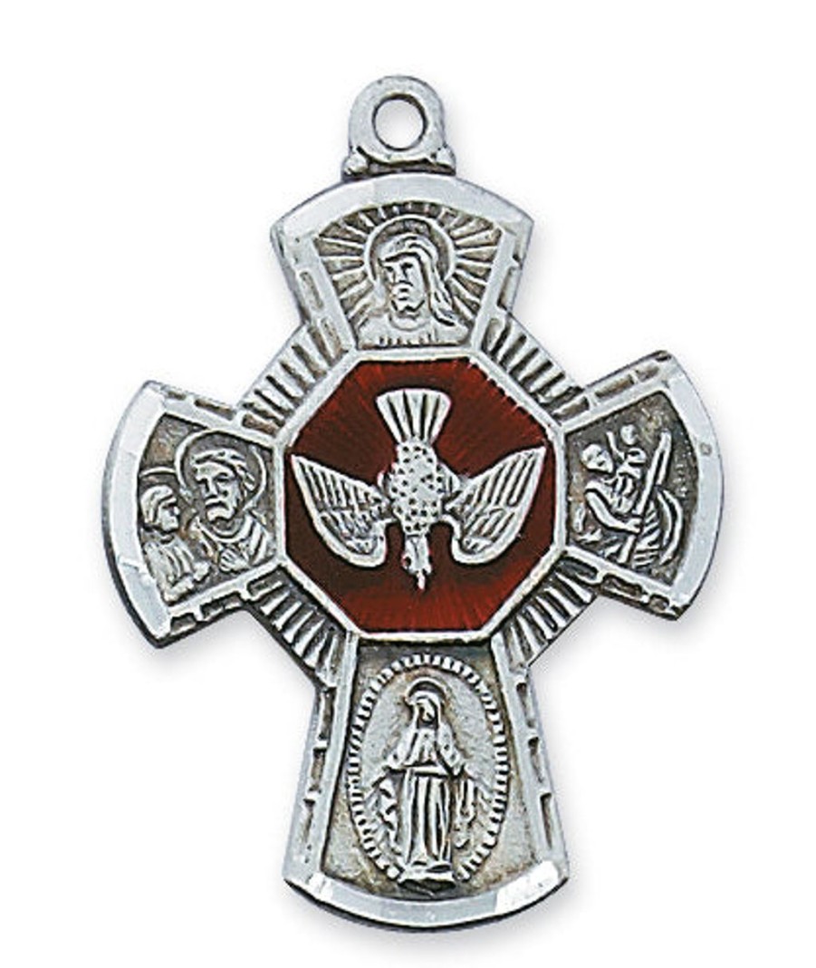 Occasions Regers Confirmation Rosaries Jewelry & Medals | 4-Way Medal - Sterling Silver 24"