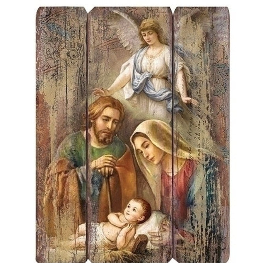 Gift Ideas&Other Regers | Holy Family With Angel Decorative Panel 17"