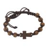 Occasions Regers Communion Rosaries Jewelry & Medals | Bracelet - Brown Wood Adjustable Corded Bracelet Bagged