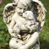 Statues Regers | Cherub With Puppy Garden Statue 12"H