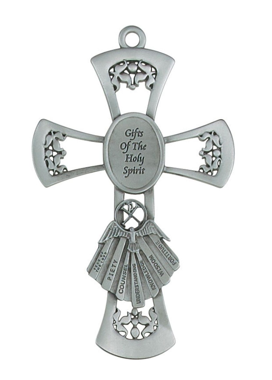 Occasions Regers Confirmation Crosses & Crucifixes | Cross 6In Pewter Gifts Of The Spirit Cross Box