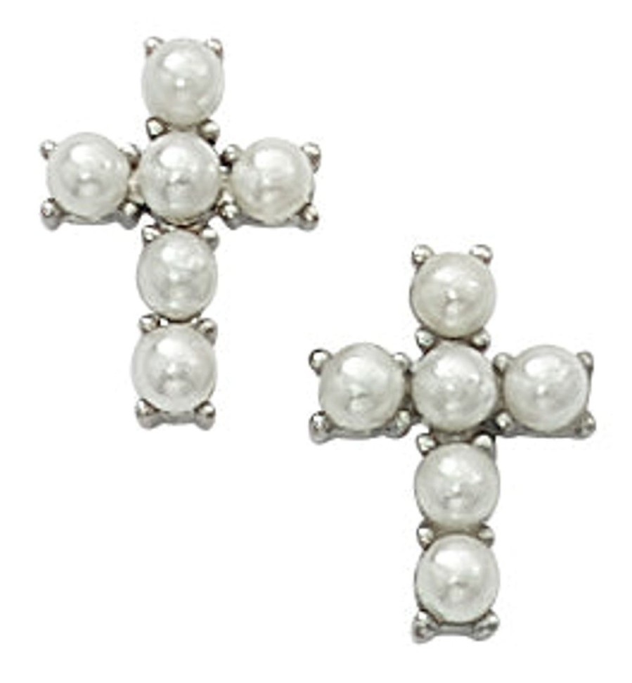 Occasions Regers Communion Rosaries Jewelry & Medals | Earrings - Imitation Pearl Cross Earrings Box