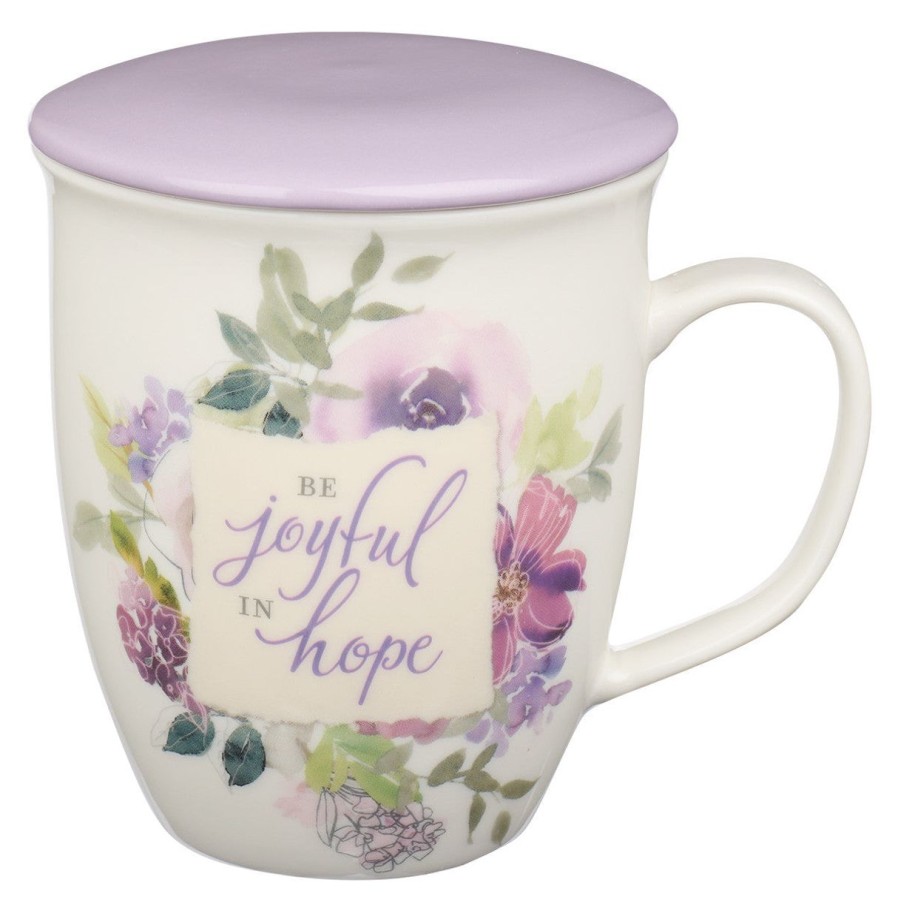 Gift Ideas&Other Regers | Be Joyful In Hope Lilac Lidded Ceramic Coffee Mug - Romans 12:12