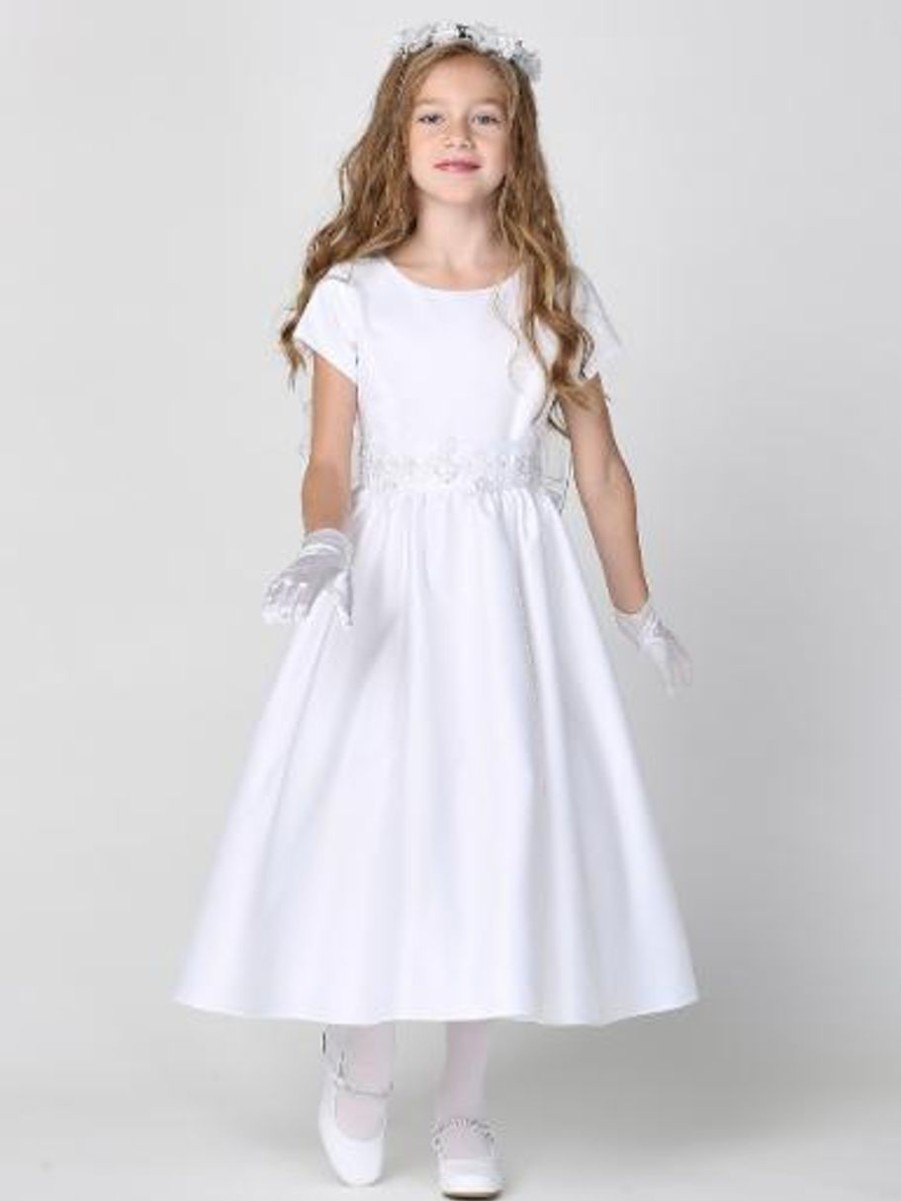 Occasions Regers Dresses & Veils | Communion Dress - Satin With Silver Corded Trim