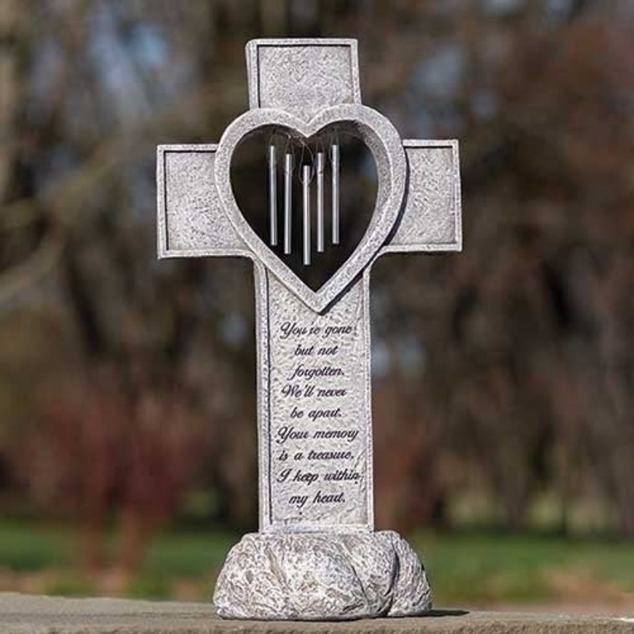 Occasions Regers Memorial Garden Statues | Cross Windchime Memorial 16"H