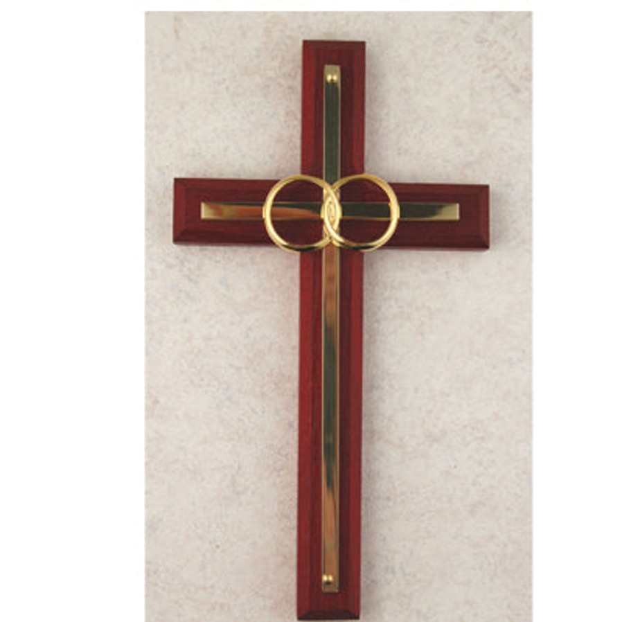 Occasions Regers Wedding&Anniversary Crosses & Crucifixes | Cross - 6 1/2In. Cherry And Brass Wedding Cross Boxed