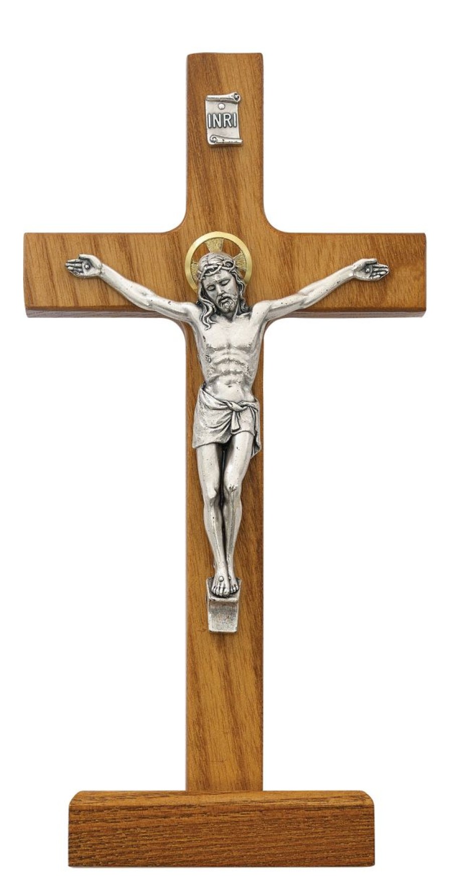 Crosses & Crucifixes Regers | Crucifix - 8 In. Walnut Standing Crucifix Boxed