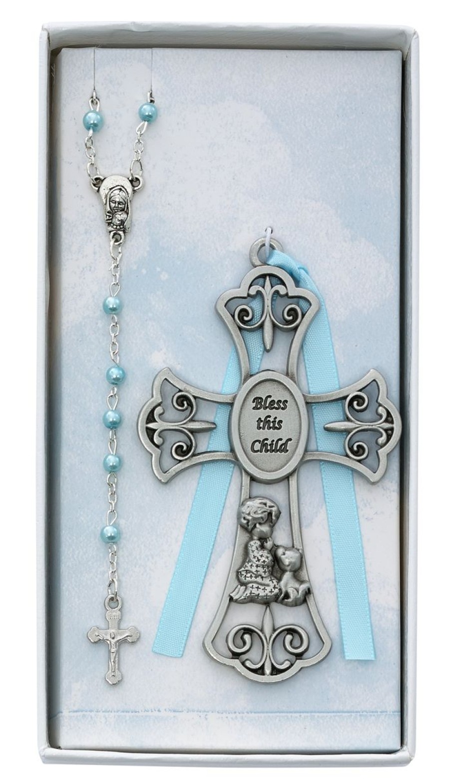 Occasions Regers Other Baby&Baptism Gift Ideas | Baby Set - Baby Boy And Puppy Crib Cross And Rosary Boxed